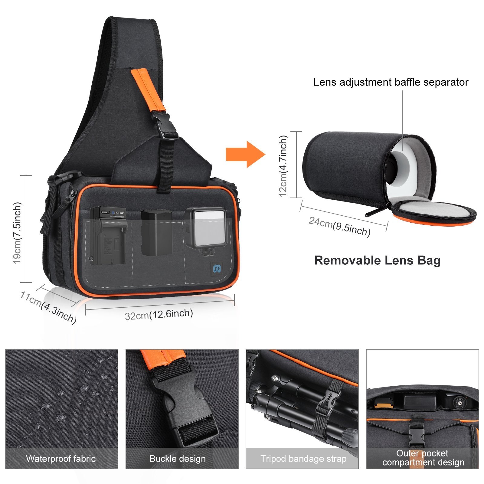 Mochila Transversal Câmera Fotográfica Profissional Prova D'Água Light Pro Dslr dji Ronin-SC / Ronin - 3