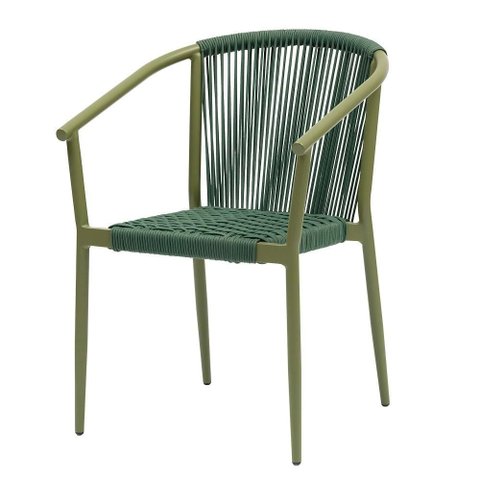 Cadeira Empilhável Oliveta Rivatti 57 Cm (largura) Estrutura em Alumínio e Corda Náutica Verde