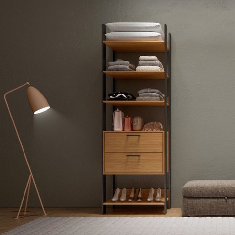 Closet Modulado 2 Gavetas 5 Prateleiras 73,5cm Tw401 Pradel Móveis-freijó/preto Fosco