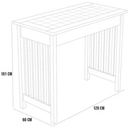 Bancada Para Cozinha e Sala De Jantar Montana Cerâmica 120 Cm W02 Madeira Maciça Imbuia - Lyam - 4