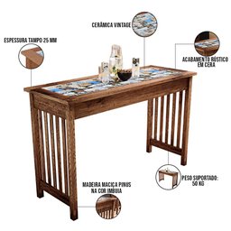 Bancada Para Cozinha e Sala De Jantar Montana Cerâmica 120 Cm W02 Madeira Maciça Imbuia - Lyam - 3