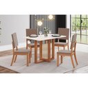 Ver imagem 1 de Conjunto: Mesa de Cozinha Natalí C/ Tampo Madeirado Reto S/ Vidro 120x80cm e 4 Cadeiras Milla