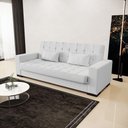 Ver imagem 3 de Sofá Cama 02 Lugares Linho Cinza Pés De Madeira