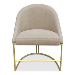 Kit 04 Cadeiras Poltrona de Jantar Bela Veludo Bege Base Metálica Industrial Dourado - Pallazio - 3