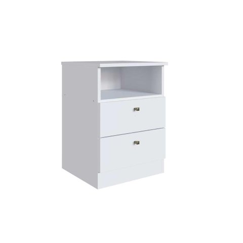 Mesa Cabeceira Irlanda C/ 2 Gavetas Branco - Genialflex