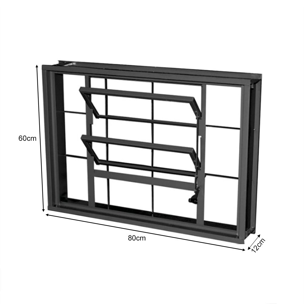 Vitrô Basculante em Aço com Grade Quadriculada sem Vidro 80x60 R120 Tradição - 2