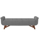 Ver imagem 3 de Puff Recamier Decorativo com Pés em Madeira 140 cm Itália P05 Linho Cinza - Lyam Decor