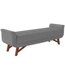Ver imagem 2 de Puff Recamier Decorativo com Pés em Madeira 140 cm Itália P05 Linho Cinza - Lyam Decor