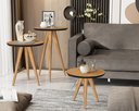 Ver imagem 1 de Kit 3 Mesas Lateral Apoio e Centro 40cm Pés Palito Freijó / Preto - Comprar Moveis em Casa