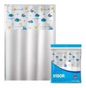 Ver imagem 3 de Kit Varão + Cortina Box Banheiro - Varao Extensivel 70 Ate 120cm Metal e Cortina de Box Vinil Peixes