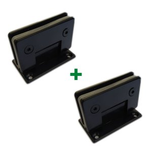 1012 - 2 Dobradiças Central para União Vidro Alvenaria para Porta Blindex - Preto