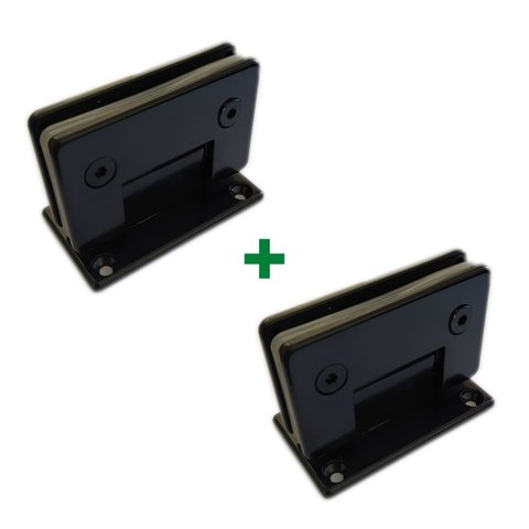 1012 - 2 Dobradiças Central para União Vidro Alvenaria para Porta Blindex - Preto