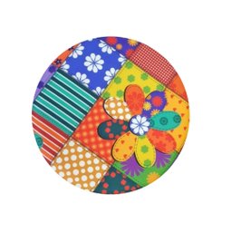 Combo 5 Puffs decorativos redondo pé palito-tecido patchwork - 3