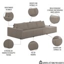Ver imagem 3 de Sofá Ilha Modular com Puff para Sala Living 342cm Georgia K04 Bouclê Bege Escuro - Mpozenato