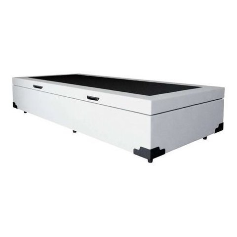 Cama Box Baú Solteirão Reforçada Fabricação Própria 96x203 - Corino - Branco