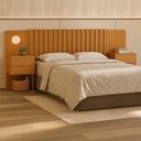 Ver imagem 1 de Painel Decorativo Sampa Ripada Extensível com Mesa Cabeceira Integrado ? Cinamomo