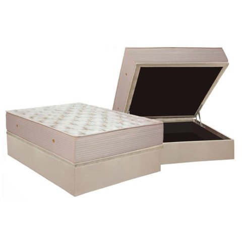 Conjunto Box Baú Casal: Colchão Espuma Ortobom Masterpocket Orthotel Superluxo + Base Crc Suede