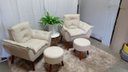Ver imagem 2 de Kit 02 Poltrona Decorativa Opala + 02 Puff Redondo Suede Bege- Pandora Decor