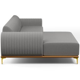 Sofá 5 Lugares com Chaise Esquerdo Sala Estar Molino 300cm D02 Linho Cinza Escuro C-416 - Lyam - 6