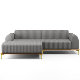Sofá 5 Lugares com Chaise Esquerdo Sala Estar Molino 300cm D02 Linho Cinza Escuro C-416 - Lyam - 3