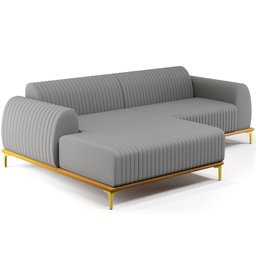 Sofá 5 Lugares com Chaise Esquerdo Sala Estar Molino 300cm D02 Linho Cinza Escuro C-416 - Lyam - 1