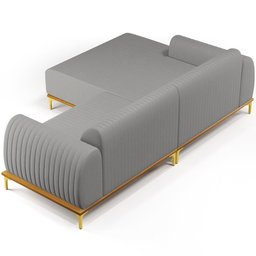 Sofá 5 Lugares com Chaise Esquerdo Sala Estar Molino 300cm D02 Linho Cinza Escuro C-416 - Lyam - 7