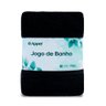Kit Toalha Banho + Rosto Preto + Tapete - 2