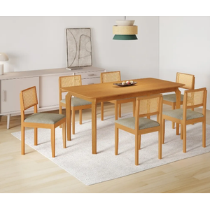 Mesa Alegra 6 Cadeiras Jade 1,80 Linho Cinza Jcm - Cinamomo