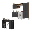 Ver imagem 1 de Armário de Cozinha com Mesa Gourmet Pequim Multimóveis Mp2205 Carvalho Avelã/preto