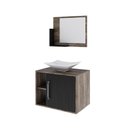 Ver imagem 2 de Conjunto Balcão C-cuba L38 e Espelheira Soft 600 Carvalho Dark C-branco Chess Carvalho Dark C-preto