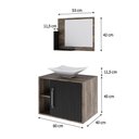 Ver imagem 5 de Conjunto Balcão C-cuba L38 e Espelheira Soft 600 Carvalho Dark C-branco Chess Carvalho Dark C-preto