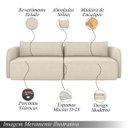 Ver imagem 3 de Sofá Living Sala de Estar Abel 240cm Bipartido Pés de Madeira Veludo Bege Claro G33 - Gran Belo