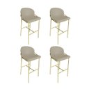 Ver imagem 1 de Kit 4 Banquetas Alta Bancada Base Ferro Dourada Jbv Móveis: Bege