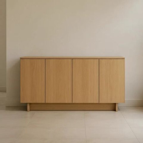Buffet Aparador 4 Portas Moderno 120cm Carvalho Dian