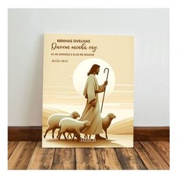 Kit 3 Quadro Cristão Gospel Jesus Evangélica Mdf Tratado 28x20cm - 3