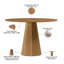 Ver imagem 2 de Mesa de Jantar 4 Lugares Redonda 117cm Base Cone Tampo MDF Erimon N01 Ypê - Lyam Decor