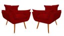 Ver imagem 1 de Kit 2 Poltronas Decorativa Opala Suede Vermelho Pés Madeira Mz Decor