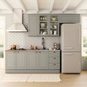 Ver imagem 1 de Cozinha Compacta Apê 280cm para Cooktop com Aéreo de Vidro 8 Portas 3 Gavetas Americana Henn