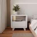 Ver imagem 1 de Mesa de Cabeceira 55cm com Gaveta e Nicho 100% MDF Padrão Planejados Mabel Branco