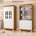 Ver imagem 3 de Guarda Roupa Katatau para Quarto de Bebê 100% MDF 2 Portas Branco/Fosco/Savana