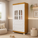 Ver imagem 1 de Roupeiro Infantil Katatau 100% MDF 2 Portas| Móveis Reller  Branco/Fosco/Savana