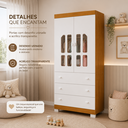 Ver imagem 4 de Guarda Roupa Katatau para Quarto de Bebê 100% MDF 2 Portas Branco/Fosco/Savana