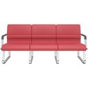 Ver imagem 1 de Cadeira Longarina 3 Lugares Recepção com Braço Pés Cromado Lev P03 Vinil Vermelho - Lyam Decor