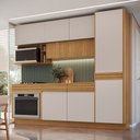 Ver imagem 1 de Cozinha Modulada 6 Peças 2 Gavetas Ripadas 260cm com Rodapé Tampo e Balcão Forno 100% BP Organic Mar