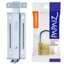 Ver imagem 7 de Ferrolho Trinco Tarjeta Fecho Chato 5,5cm + Cadeado 25mm para Portão Porta Janela