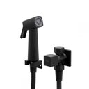 Ver imagem 1 de Ducha Higiênica Chuveirinho Quadrada Metal Preta 2 Saidas