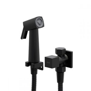 Ducha Higiênica Chuveirinho Quadrada Metal Preta 2 Saidas