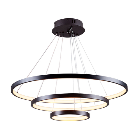 Pendente Lustre Led Moderno 3 Aros Arcos Anéis Atenas 20 40 60cm 55w 6500k Bivolt Pronto para Instal