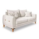 Ver imagem 1 de Sofá Living 2 Lugares 1,60m Livia Bouclê Pés de Madeira - Pallazio Cor Off White