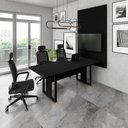 Ver imagem 1 de Mesa Industrial 2m 1 Cx de Tomada Pé Metal e Painel de Tv F5 Cor:preto
